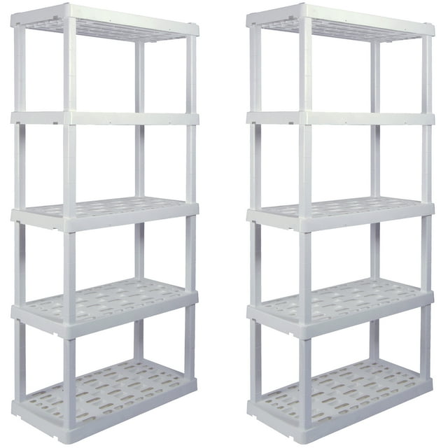 Hyper Tough 5 Shelf Plastic Garage Shelves, 2 pack Storage Shelving