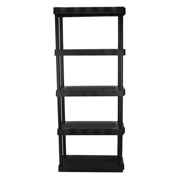 Hyper Tough 5-Tier Black Plastic Shelf Unit, 13.88 in D x 30 in W x 68.8 in H, 350 lb Capacity