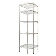 Hyper Tough 5-Tier Corner Shelving Unit, Chrome Wire, Freestanding Storage Rack, Silver