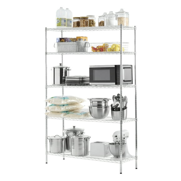 Hyper Tough 5-Tier Multipurpose Wire Shelving Rack, Chrome Color, 3000lbs Load Capacity