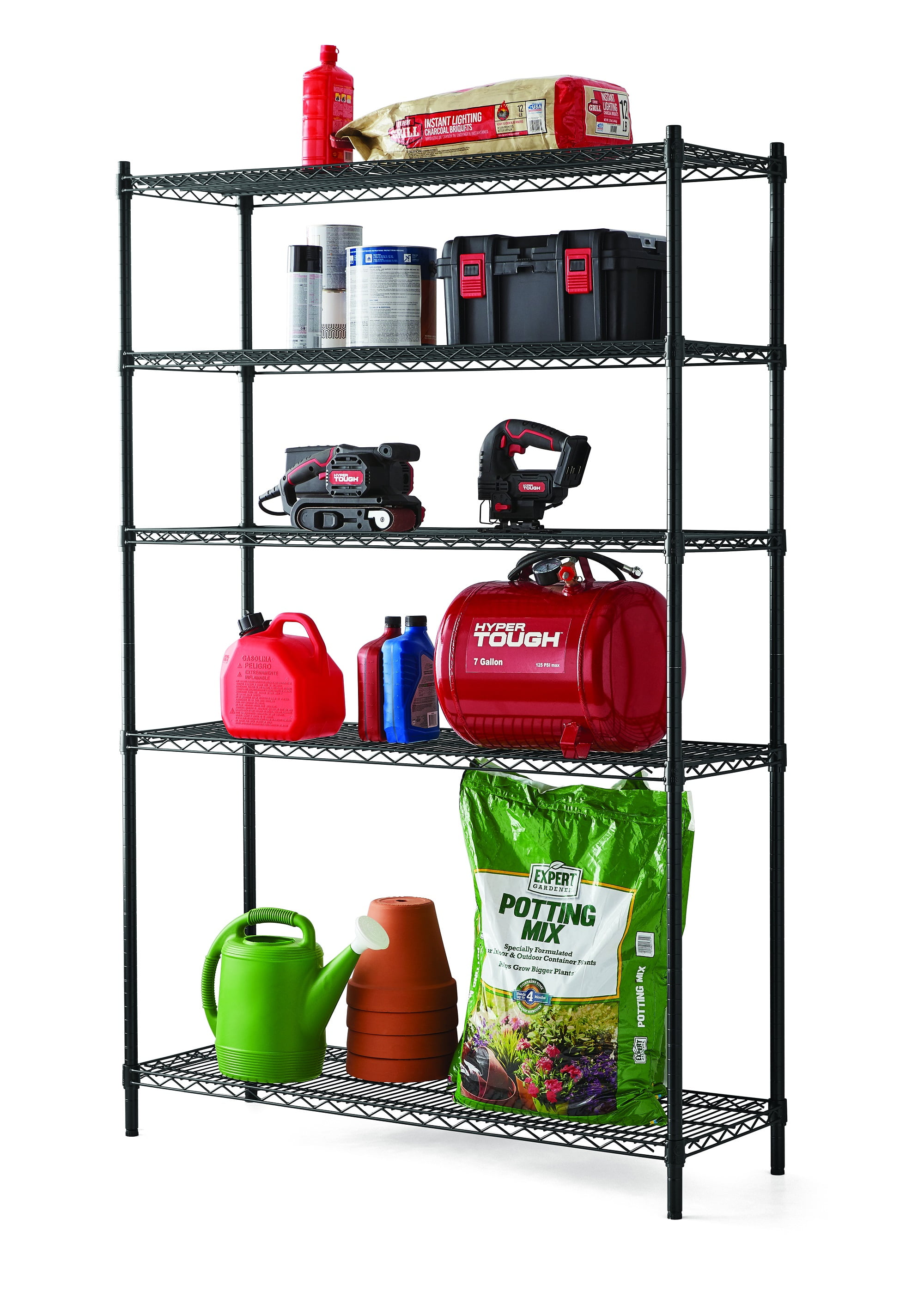 Hyper Tough 5 Tier Heavy Duty Wire Shelf Unit Black, Loading Capacity