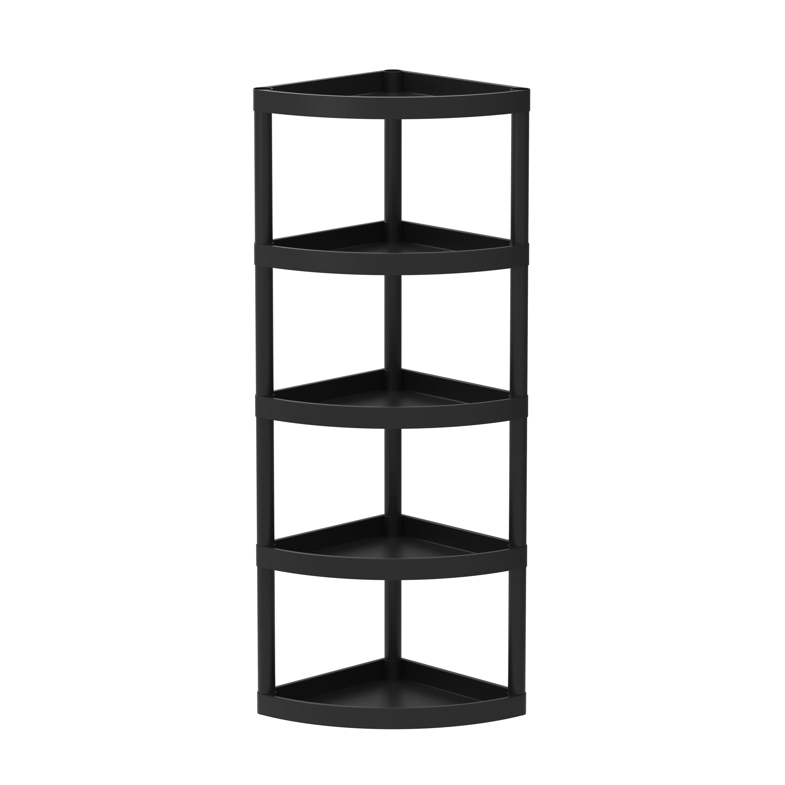 Hyper Tough 5Tier Plastic Corner Storage Shelf Unit, 20 lbs per Shelf