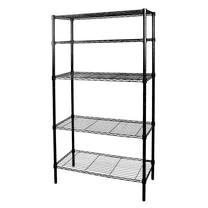 Hyper Tough 5-Tier Wire Storage Shelves, 36" W x 16" D x 72" H, 1750 lb Load Capacity, Black