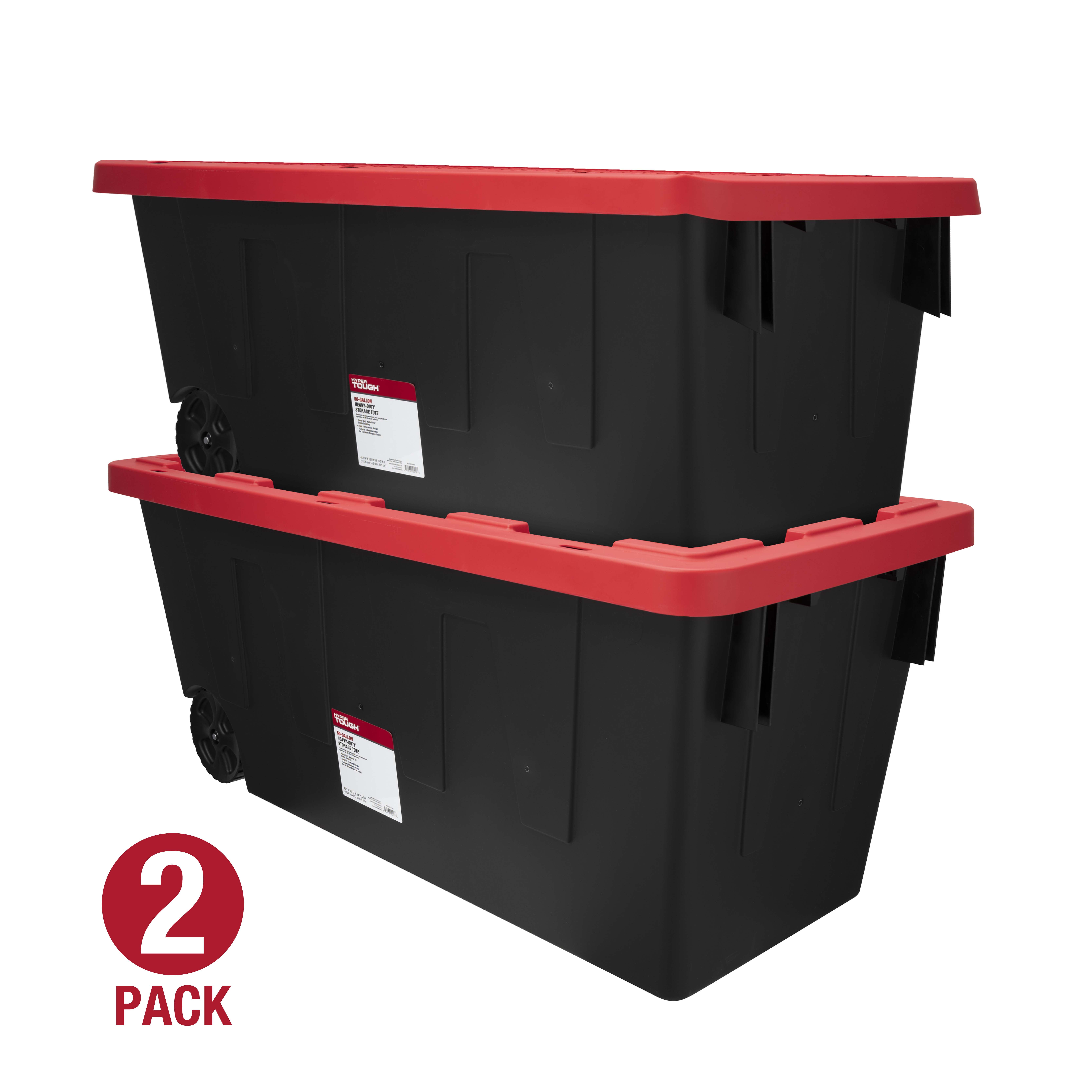 Tough Box 64 Gallon Heavy Duty Storage Tote With Wheels, Black/Red - Sam's  Club