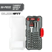 Hyper Tough 50-Piece T-Handle Driver and Drill Bit Set in Click Fit™ Case, 42036CF