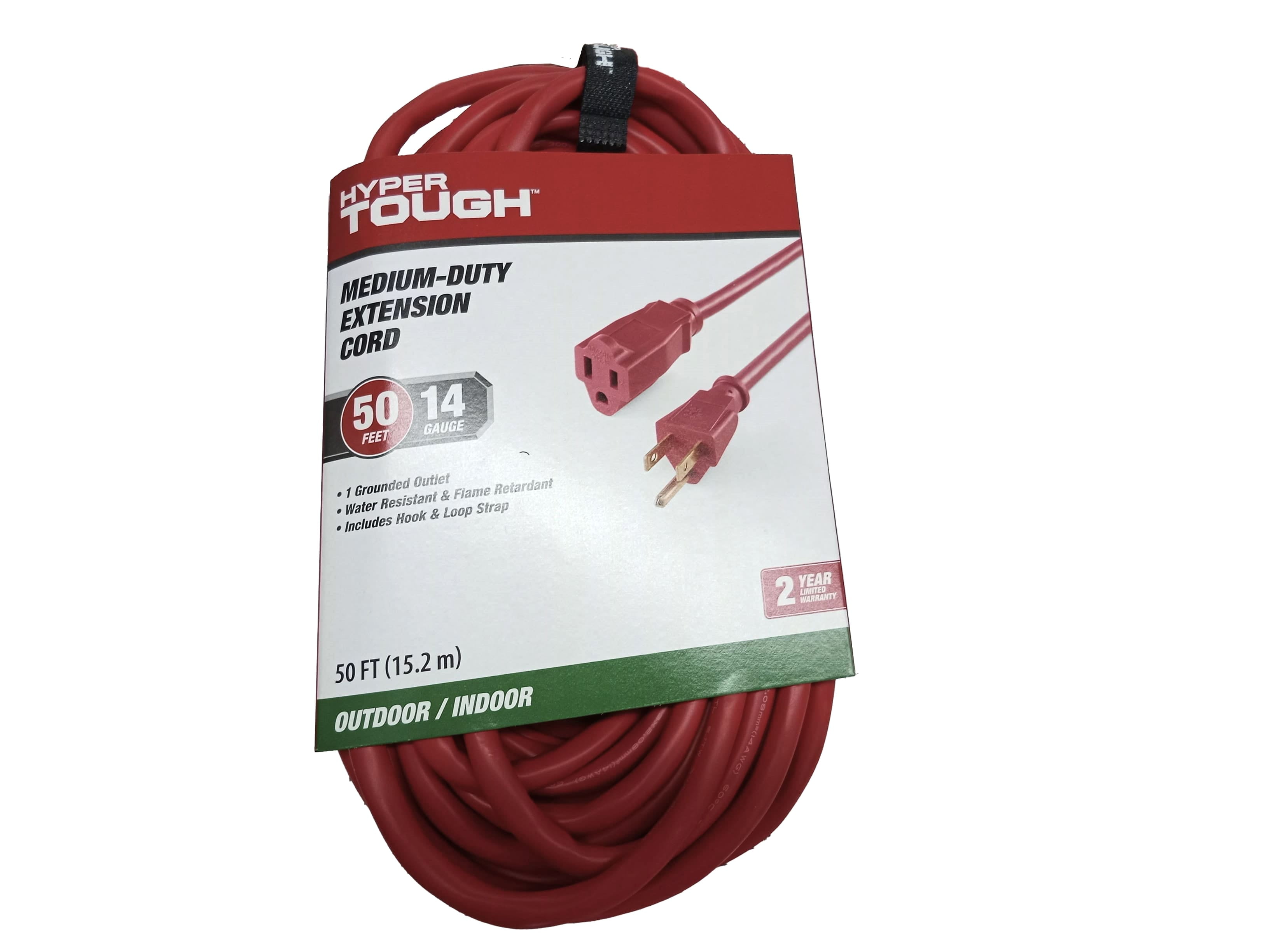 Hyper Tough 50FT 14/3 Outdoor Extension Cord 3 Prong 15A Red Hyper Tough 50FT 14/3 Outdoor Extension Cord 3 Prong 15A Red