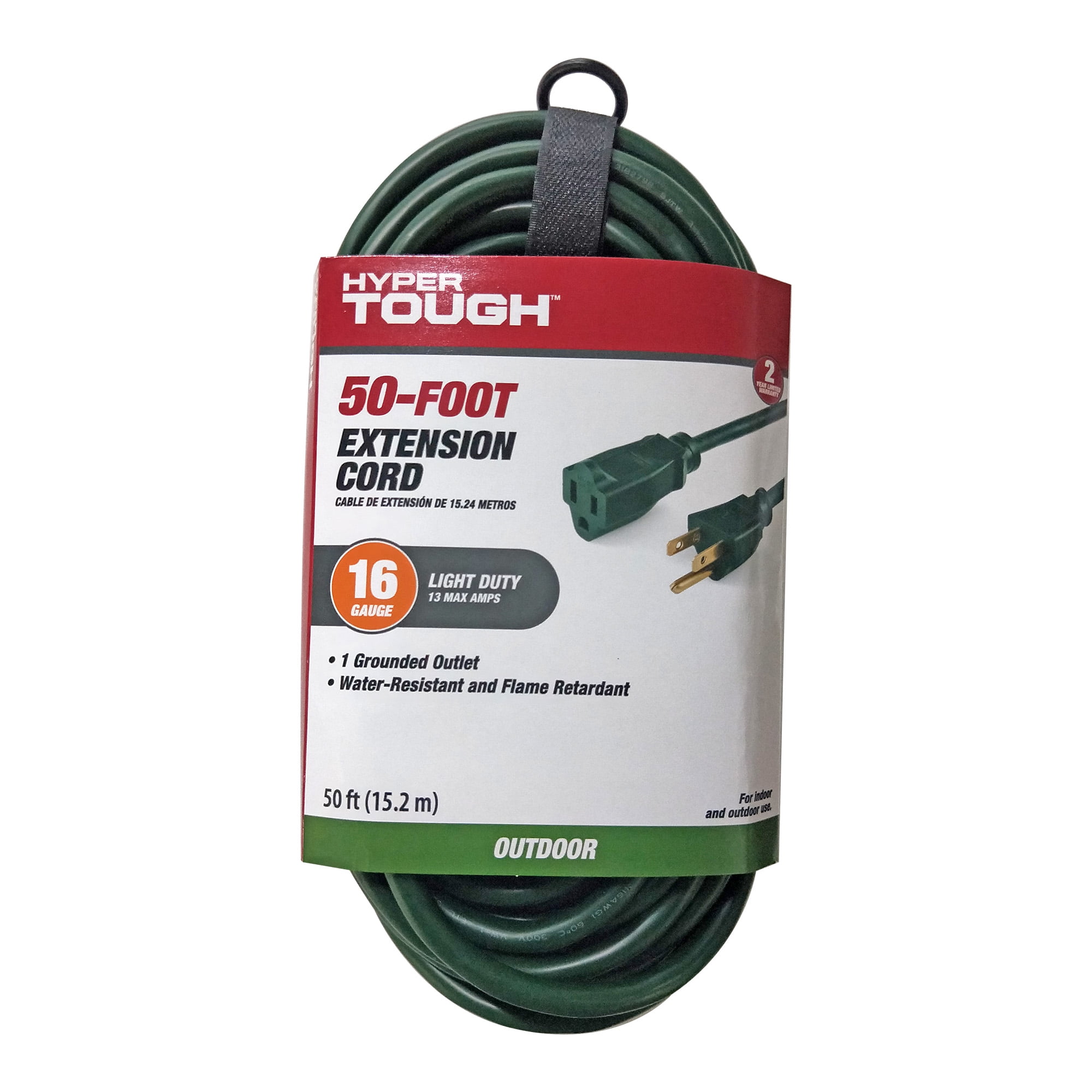 Hyper Tough 50FT 16/3 Extension Cord Green For Outdoor use