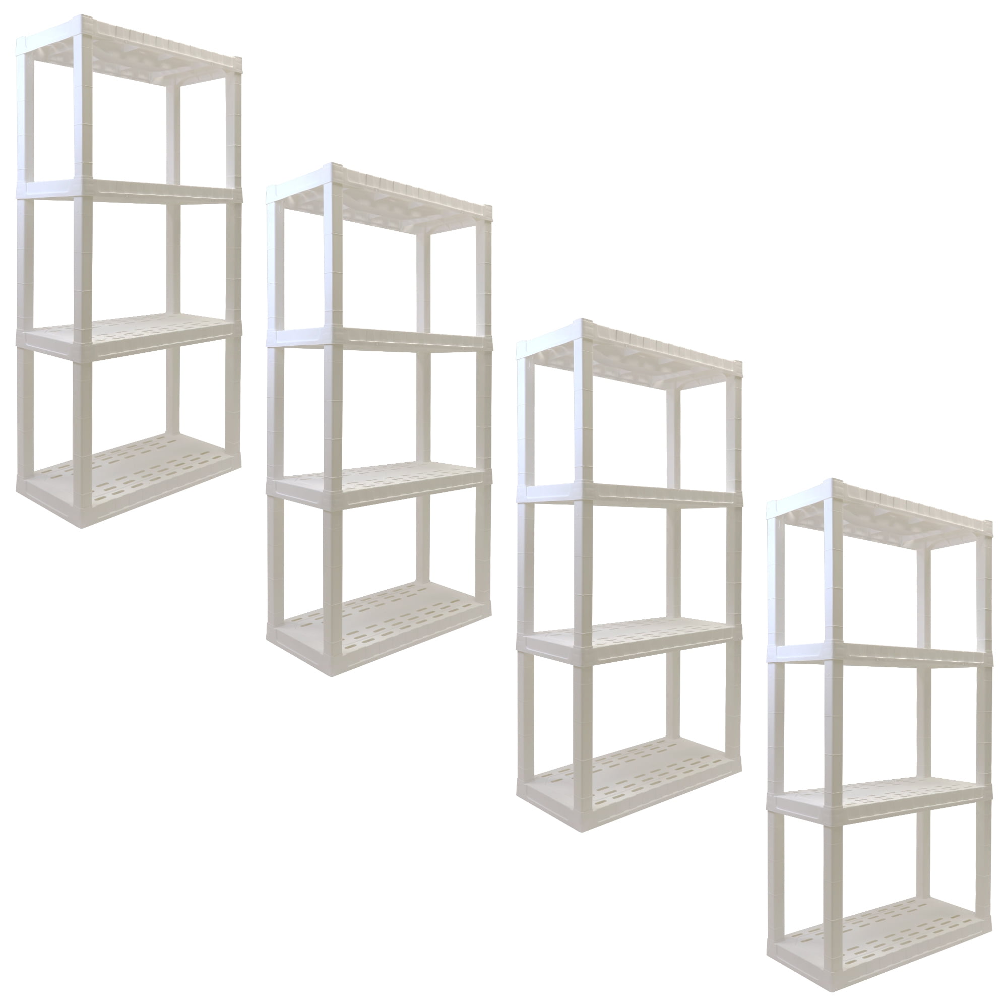 Hyper Tough 56″ H x 14″ D x 30″ W 4 Shelf Plastic Garage Shelves, Pack of 4 Storage Shelving, White 400 lbs Capacity Sansujyuku sansujyuku.com