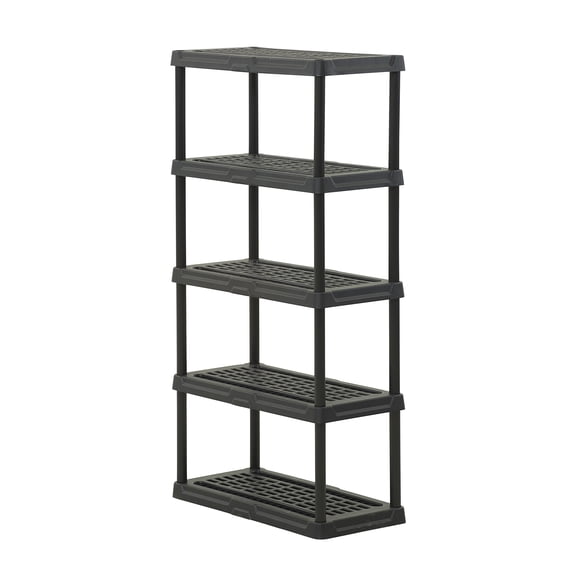 Hyper Tough 5 Shelf Black Plastic Storage Shelf, 36" W x 18" D x 70.2" H, Holds up to 750 lb Total Capacity