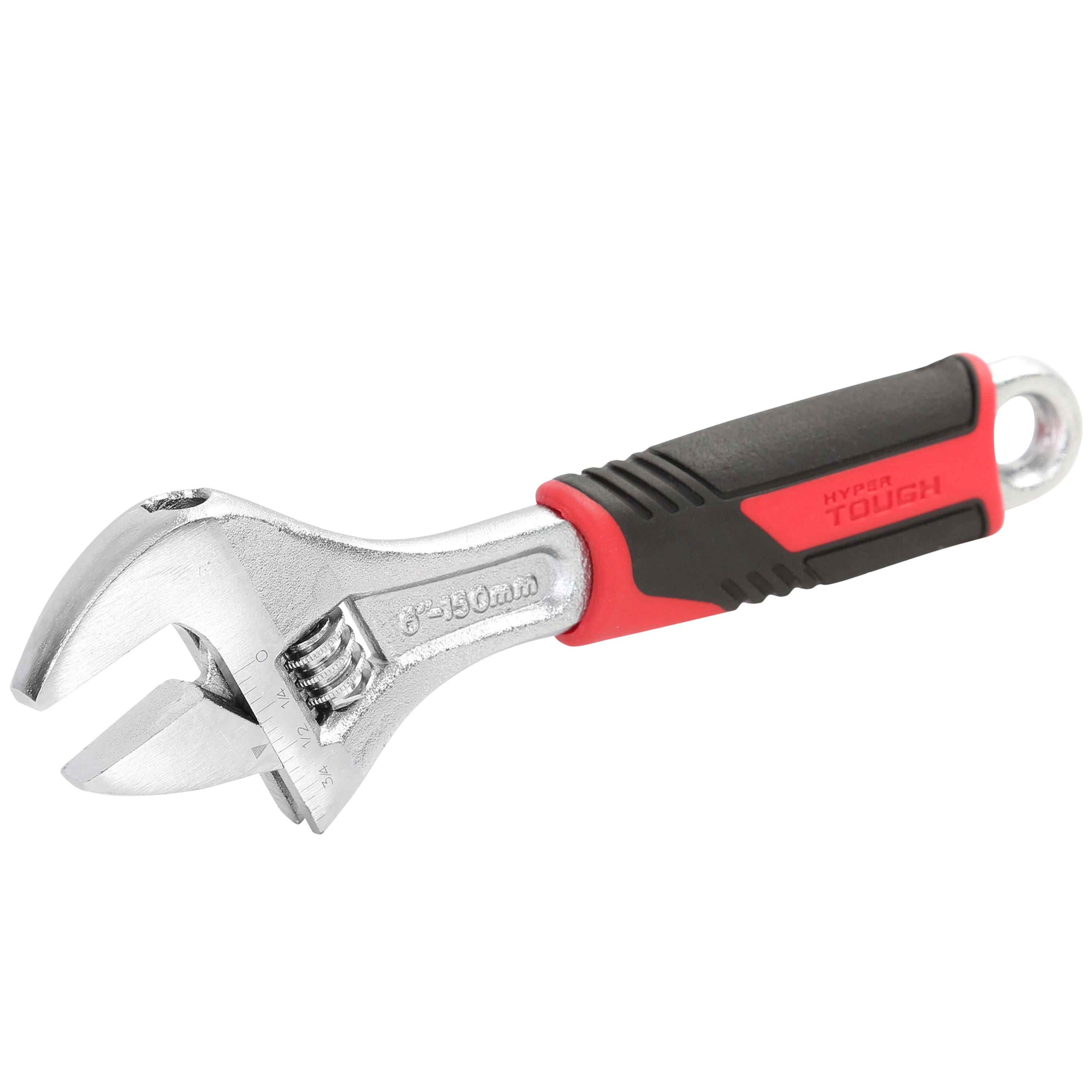 Hyper Tough 6-Inch Adjustable Wrench with Ergonomic Soft Grip