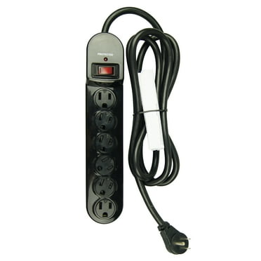 Hyper Tough 6-Outlet Surge Protector with 900-Joule Protection with 6  Feet Power Cord, Glossy Black