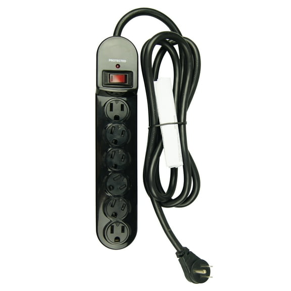 Hyper Tough 6-Outlet Surge Protector with 900-Joule Protection with 6  Feet Power Cord, Glossy Black