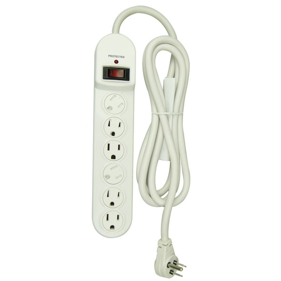 Hyper Tough 6-Outlet Surge Protector with 900-Joule Protection with 6 Feet Power Cord, Glossy White