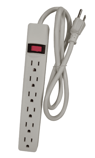 Hyper Tough 6-Outlet Power Strp with 2.5-Foot Cord , White15A125V-60Hz