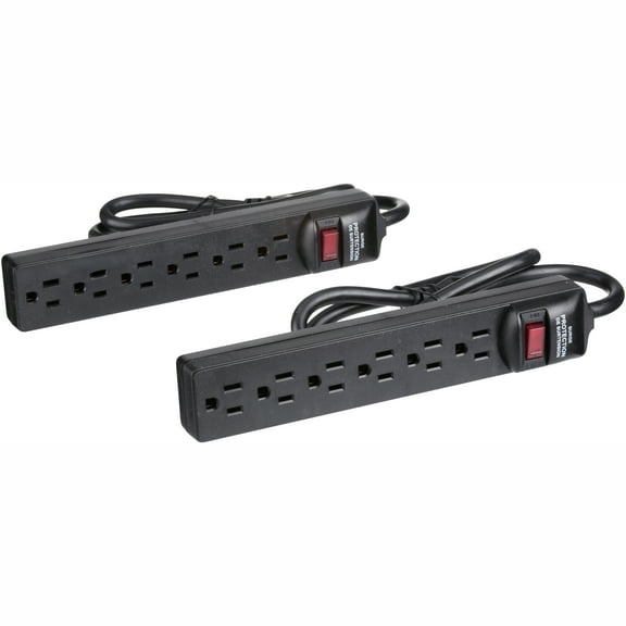 Hyper Tough, 6-Outlet Surge Protector 2 Ct Pack