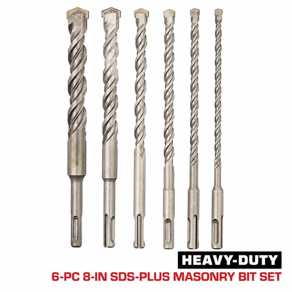 Hyper Tough 8-Inch SDS Plus Type Masonry Bit Set, 6 Pieces