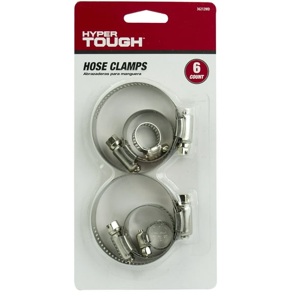 Hyper Tough 6 Piece Assorted Size Steel Hose Clamps, 36212WD
