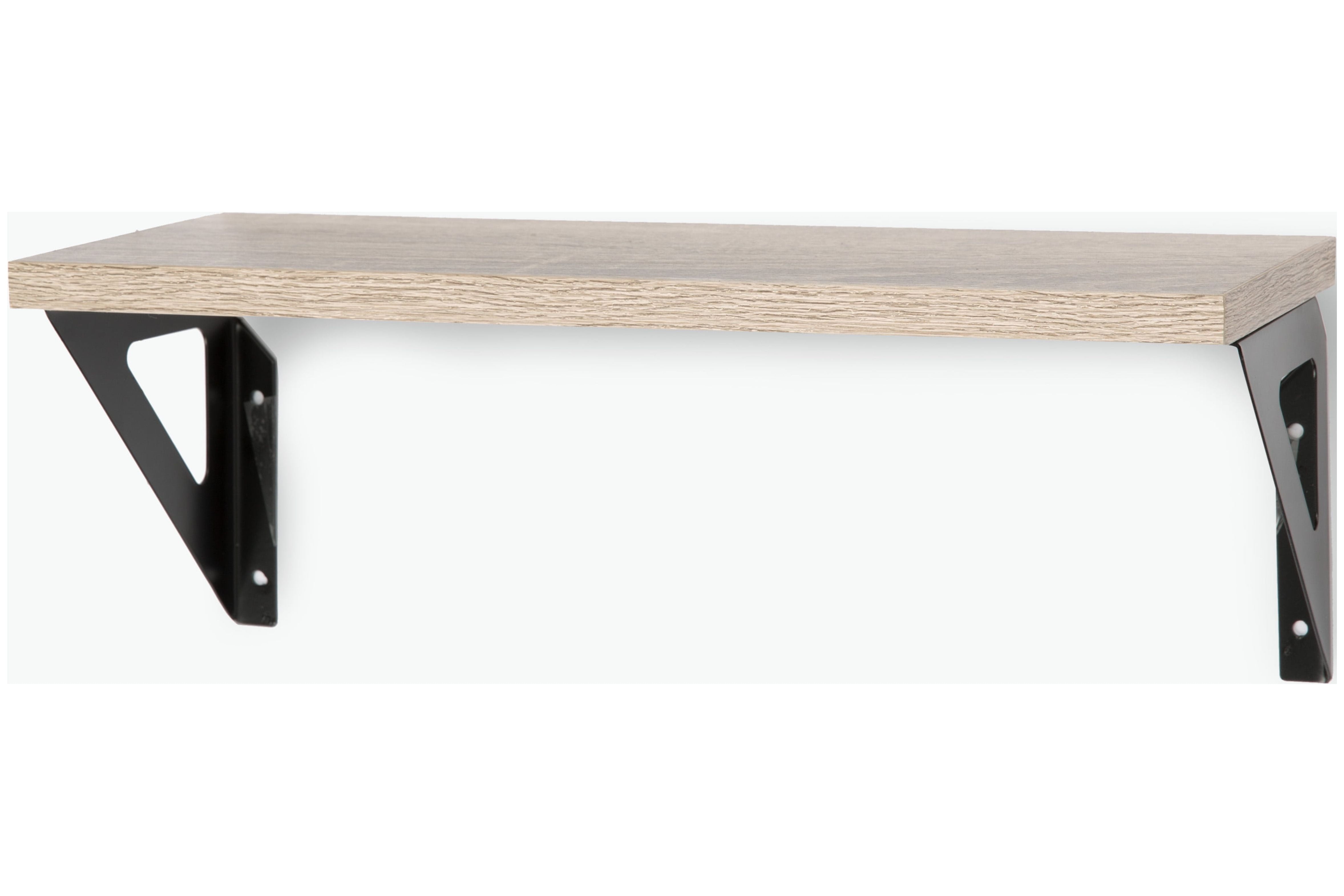 Hyper Tough 6 in. x 15 3/4 in. Rustic Gray Laminated Wood Shelf Kit with Black Metal Brackets
