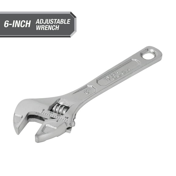 Hyper Tough 6-inch Adjustable Wrench, Steel Construction