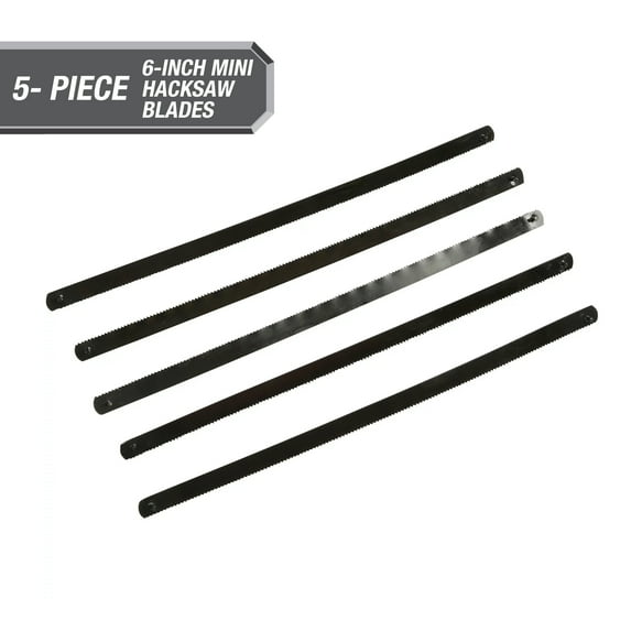 Hyper Tough 6-inch Mini Hacksaw Replacement Blades, 5-Piece, Steel,1292