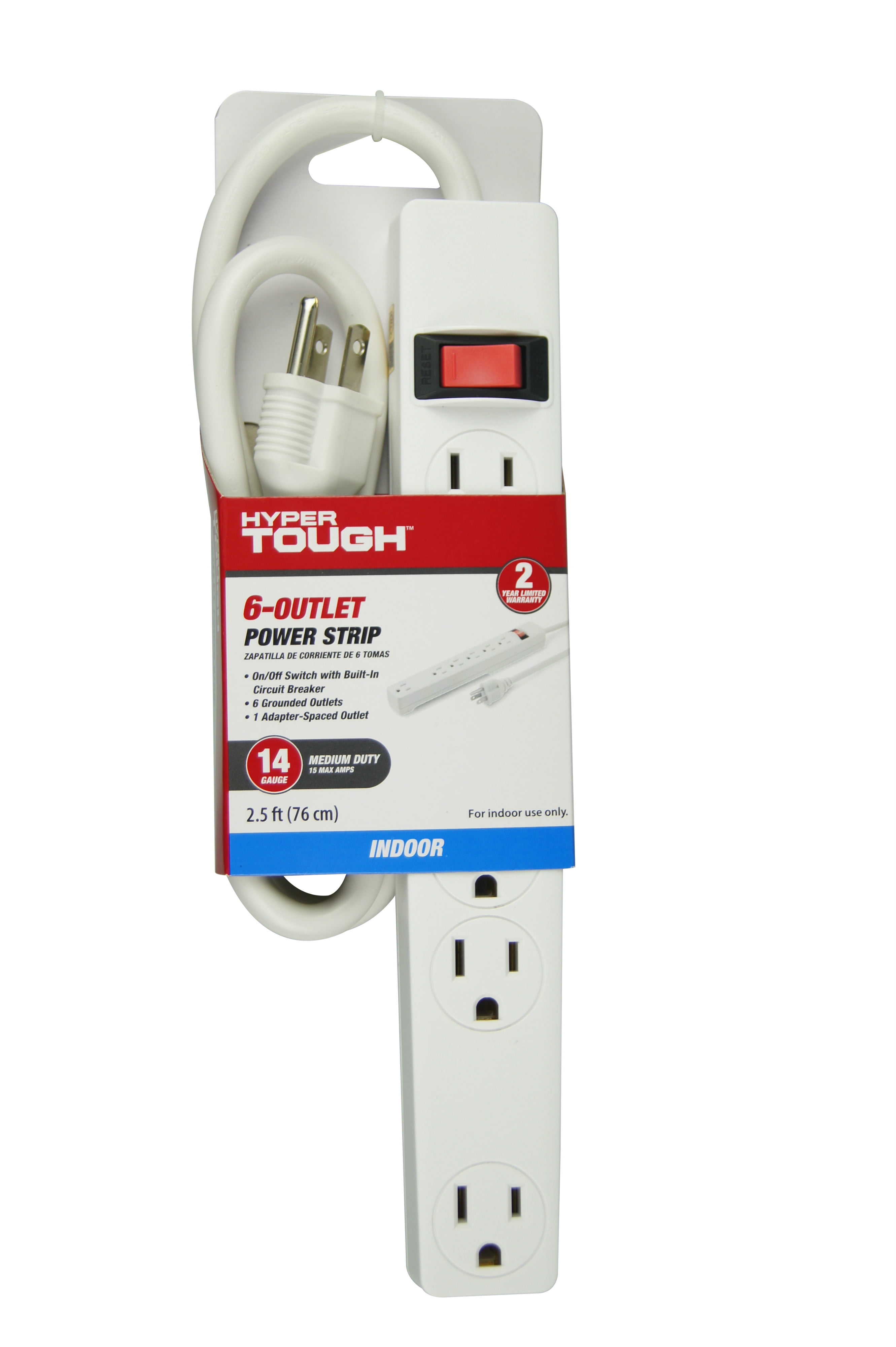 Hyper Tough 6outlet 2.5ft Power Strip