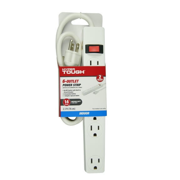 Hyper Tough 6-outlet 2.5ft Power Strip