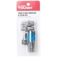 thumbnail interactive-video image 1 of Hyper Tough 70 CFM HI Flo Aluminum Coupler & Plug Set 4 Pieces Model Number 13-903HT, Weight: 0.16lbs, 1 of 8