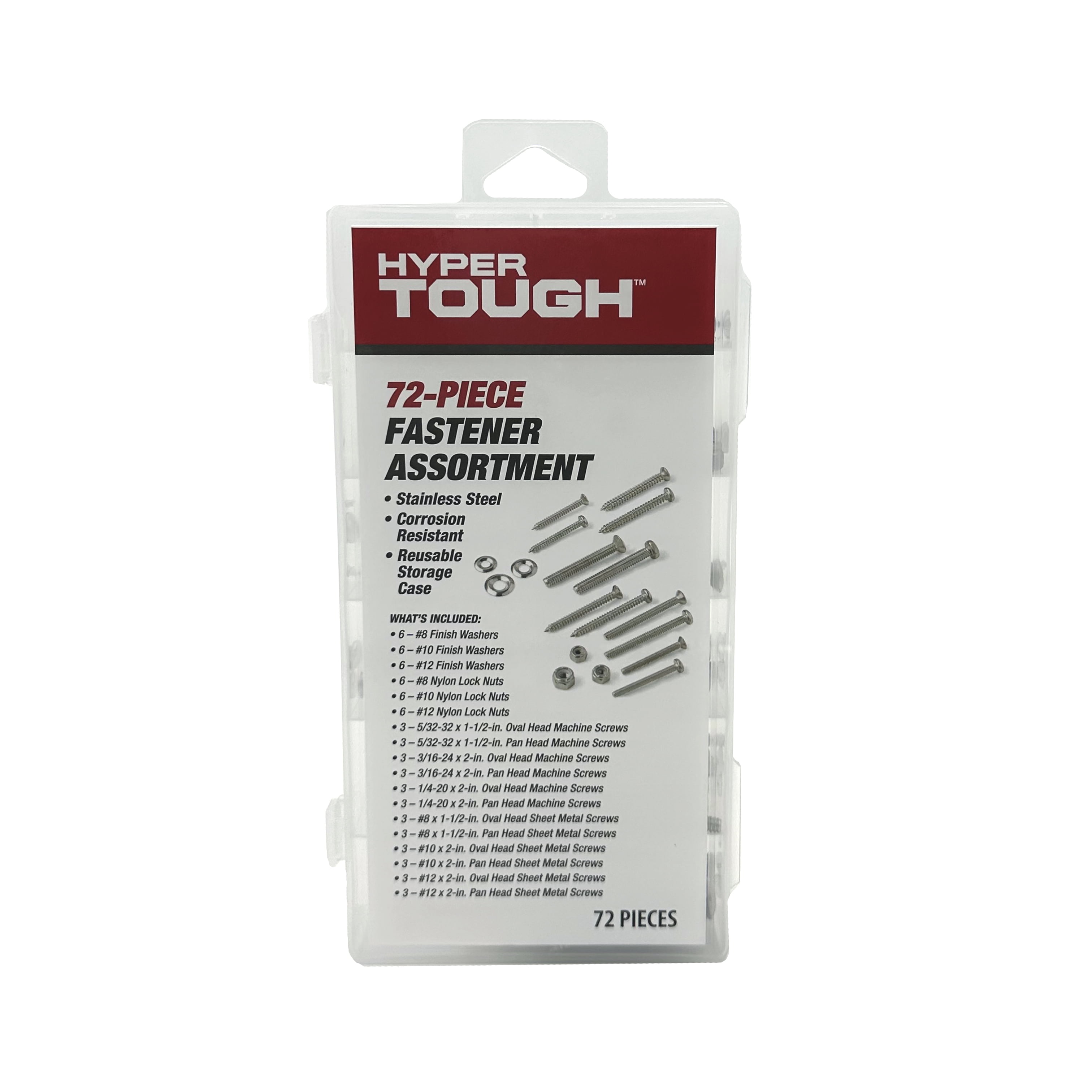 Hyper Tough Stainless Steel Screw and Nut Assortment with Storage