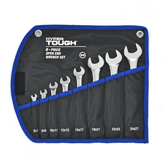 Hyper Tough 8Piece Metric Double Open End Wrench Set