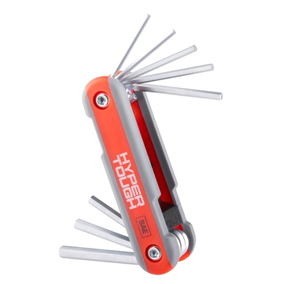 Hyper Tough Heavy-Duty Folding SAE Hex Key Set, 8 Pieces