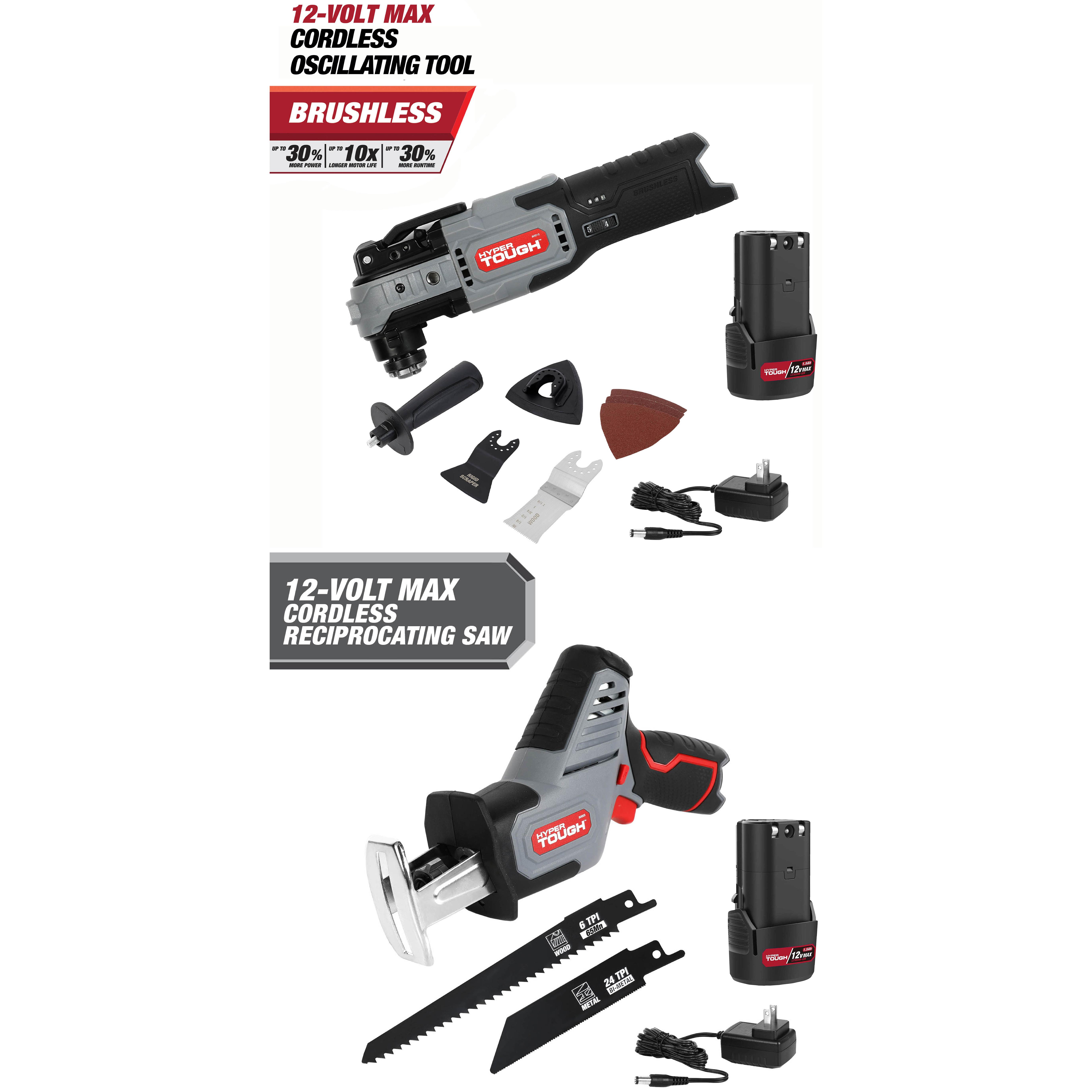 12 Volt Max Brushless Oscillating Tool and Cordless Reciprocating Saw with 1.5Ah Battery and Charger Bundle