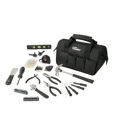 Hyper Tough 89-Piece Black Household Tool Set with 12-Pocket Tool Bag