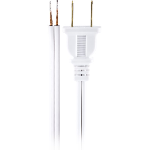 Hyper Tough 8ft Replacement Cord for Lamps, Molded Plug, White, NEW