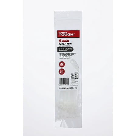 Hyper Tough 8inch Mounting Cable Tie Natural 20Pcs