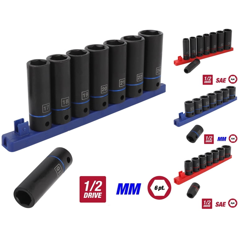 Hyper Tough 9-Piece 1/2 inch Deep and Standard Drive Impact Socket