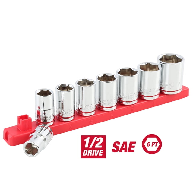 Hyper Tough 9-Piece 1/2 in Drive Standard SAE Socket Set with Socket Rail