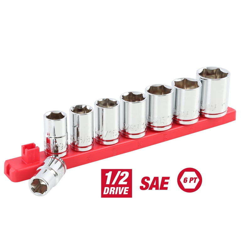 Hyper Tough 1/2 inch Drive SAE Socket Set, 9-Piece Chrome Vanadium