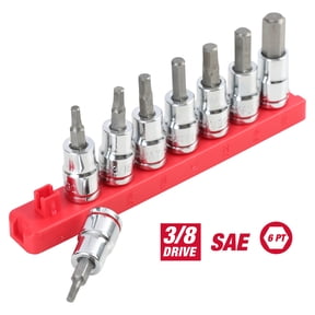 Hyper Tough 9-Piece SAE Hex Socket Set with 3/8-Inch Drive