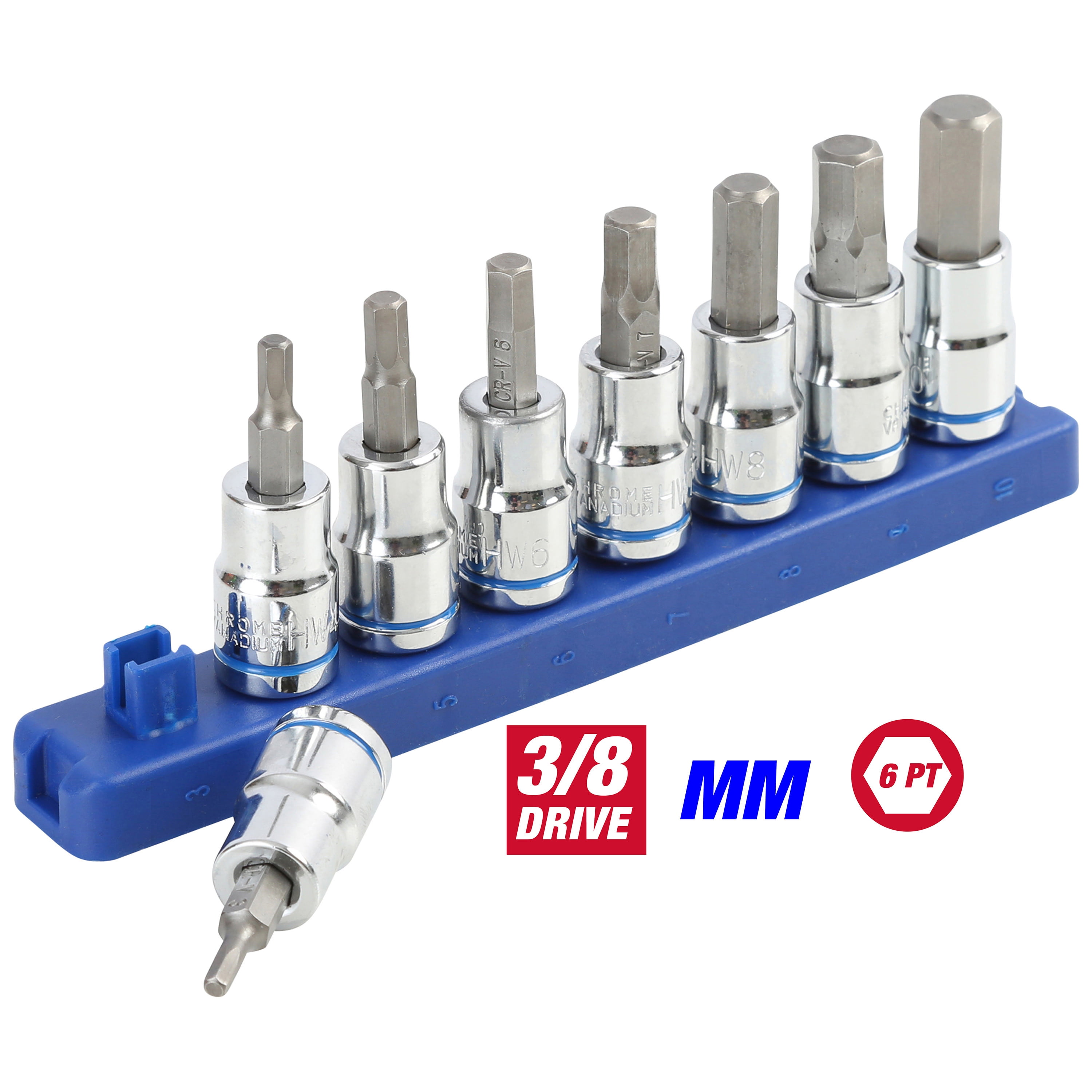 h❤︎ Hyper Tough 9-Piece 3/8-inch Drive, Metric Hex Socket Bit