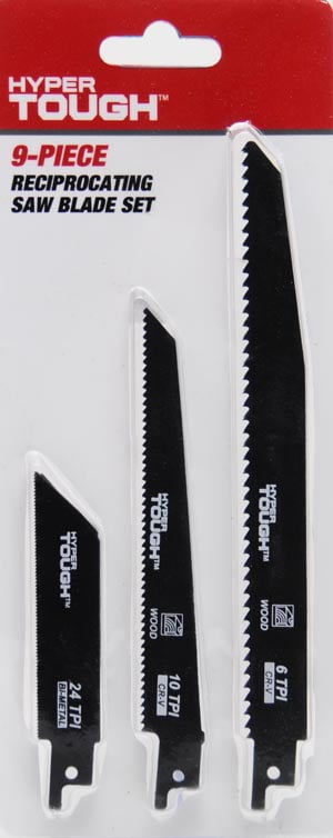 Hyper Tough 9 Piece Reciprocating Saw Blades Set, Chrome Vanadium Steel Blades
