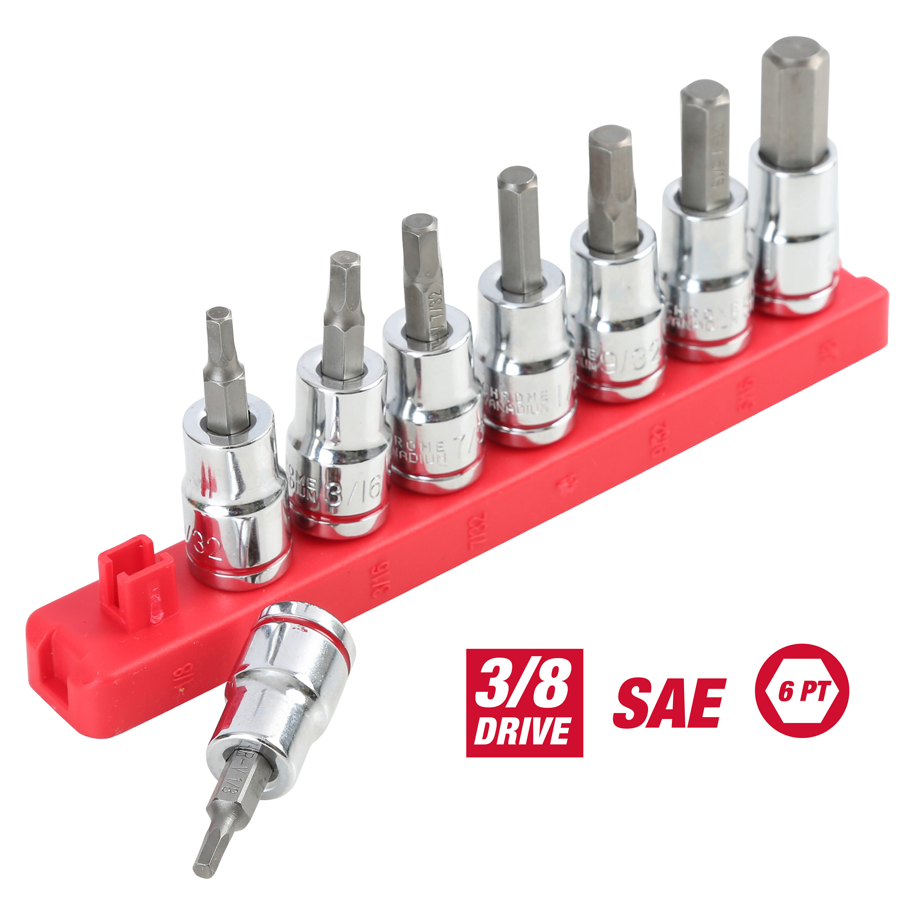 Hyper Tough 9-Piece SAE Hex Socket Set with 3/8-Inch Drive photo 1