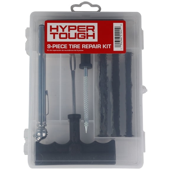 Hyper Tough 9-Piece Tire Repair Kit, T-Handle Patching and Plugging Tools, Model S940