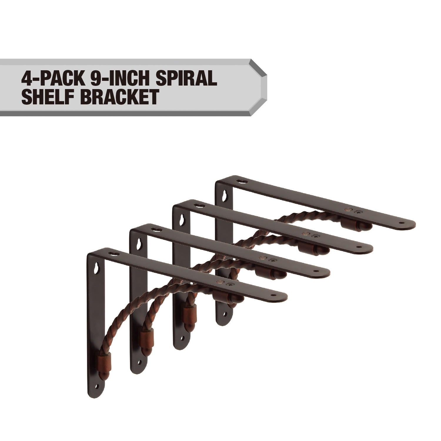 Hyper Tough 9" X 6.5" Spiral Shelf Bracket - Oil Rubbed Bronze, 4-Pack