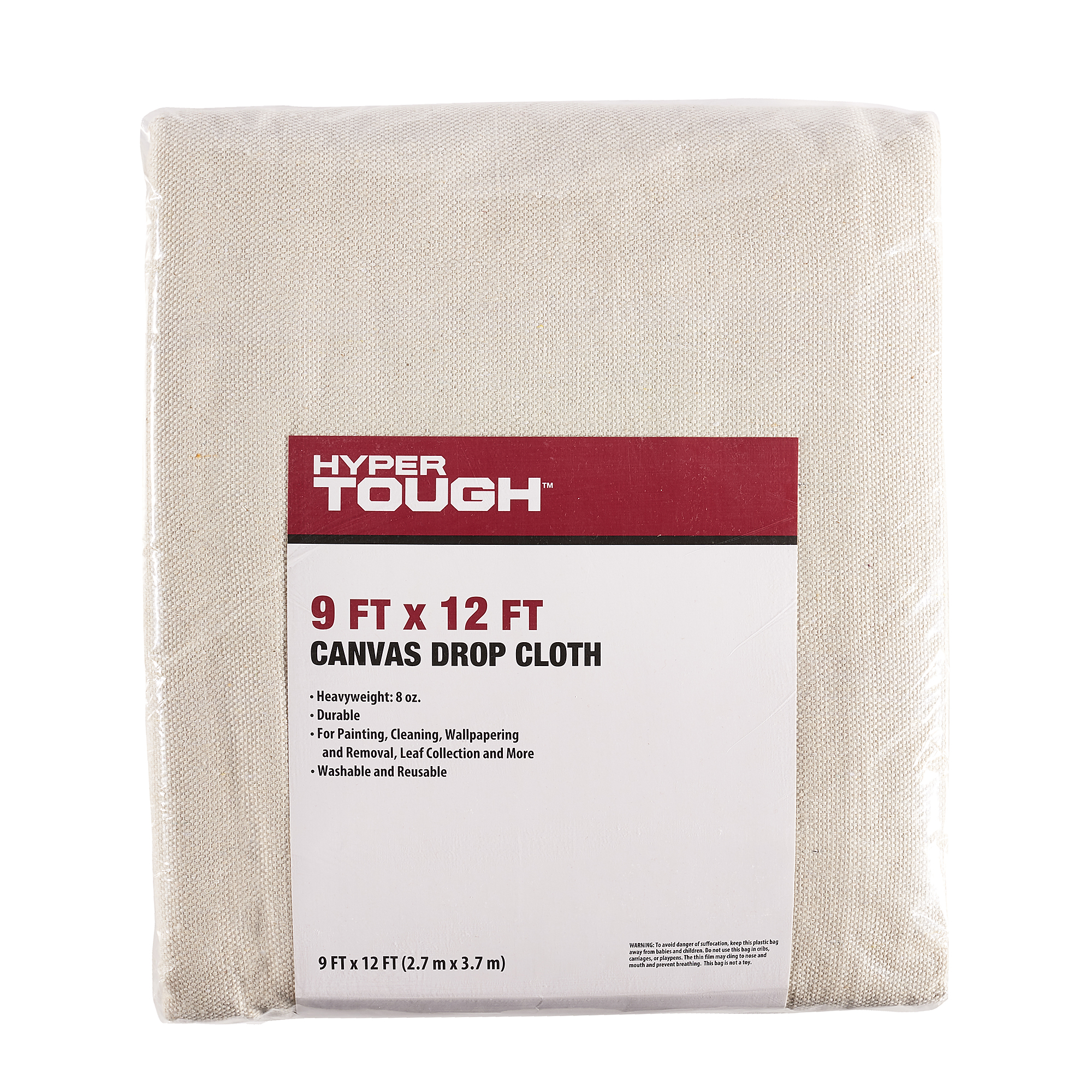 Hyper Tough Heavyweight Canvas Drop Cloth, 9' x 12' photo 1