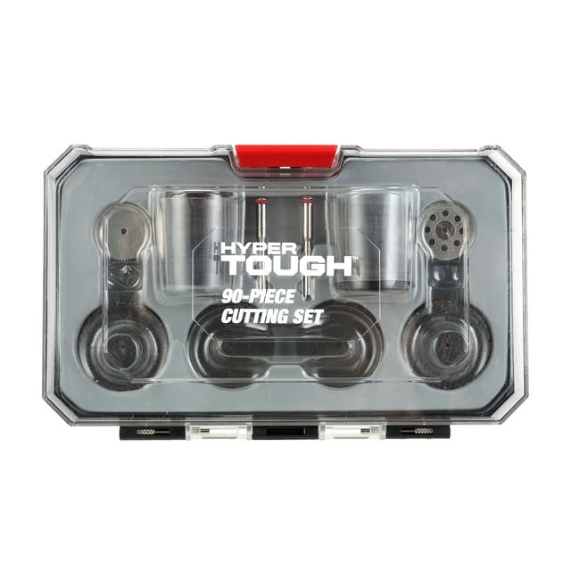 Hyper Tough 90 Piece Cutting Set, Complete with a Clear Faced Storage Container, Power Rotary
