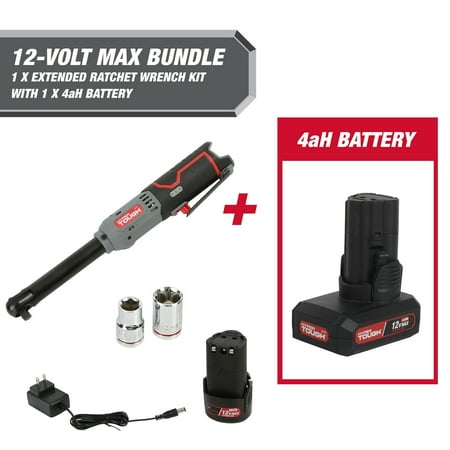 Hyper Tough 99323 12-Volt Cordless Extended Ratchet Wrench, 4 Ah Battery, 210 RPM, Variable Speed