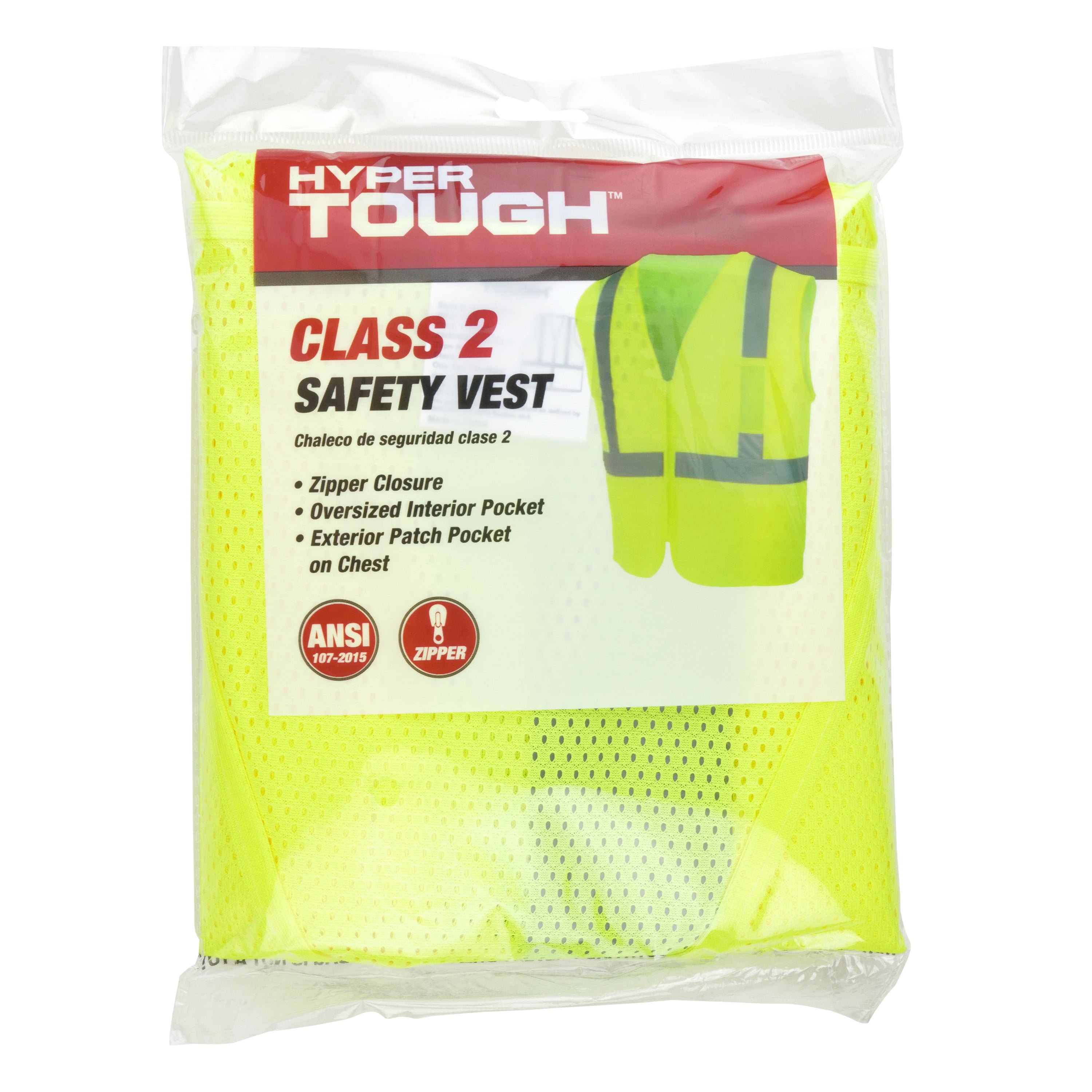 Hyper Tough High Visibility Safety Vest ANSI Class Zipper