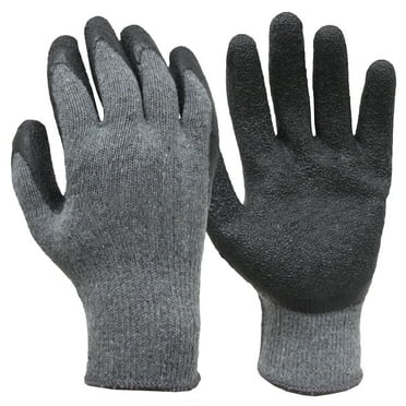 Hyper Tough All Purpose Wrinkled Latex Coated Gloves, Black Color, Men's Large