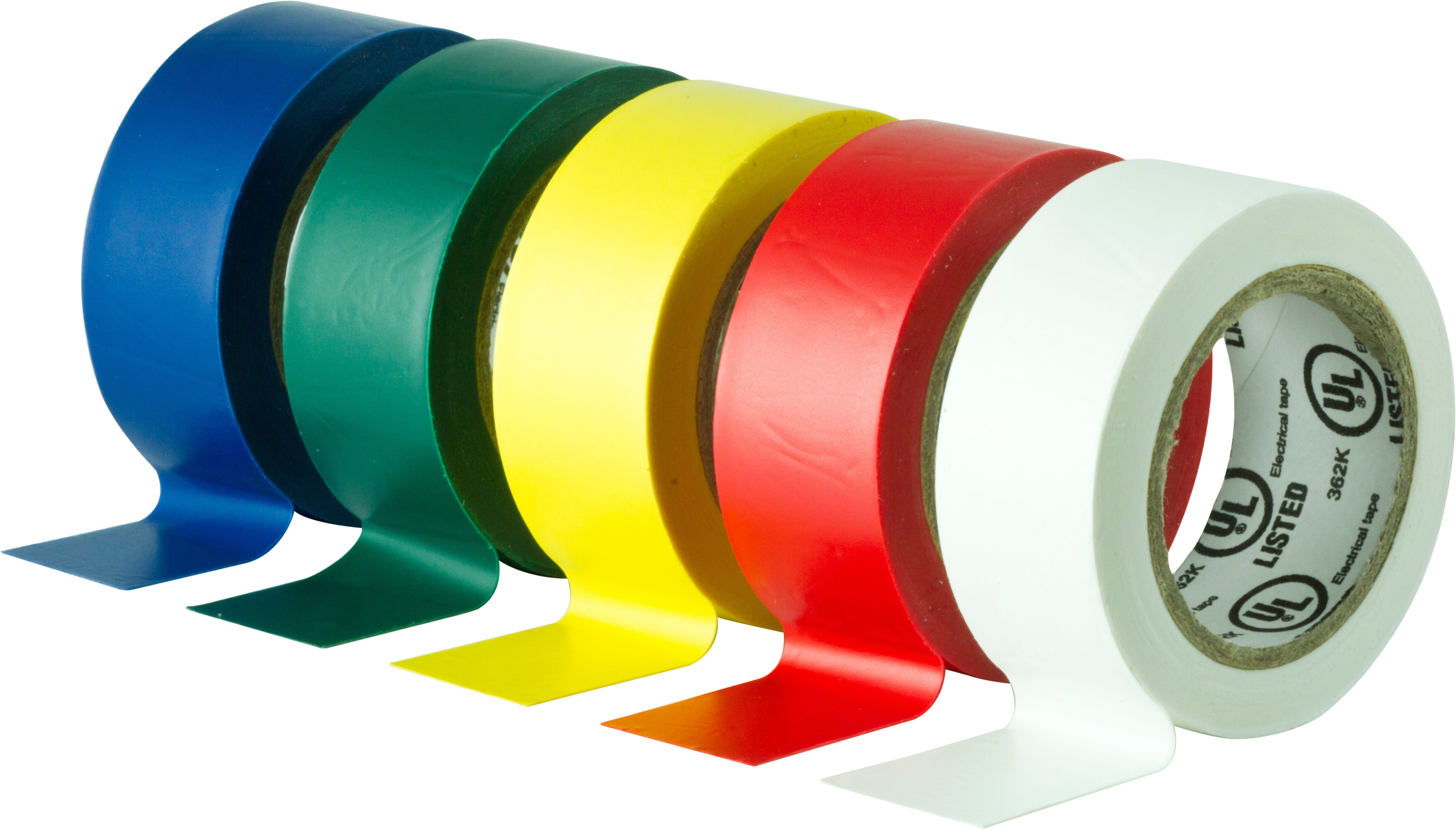 Hyper Tough Assorted Color Electrical Tape, 14ft length, Indoor, 5 Pack,  3/4in, 0.26lbs - 35831 