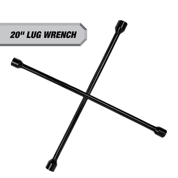 Hyper Tough Heavy Duty Lug Wrench, Carbon Steel, Tire Iron 20-inch, Black